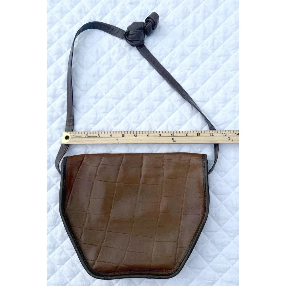 Rare 80s Vintage Carlos Falchi Croc Embossed Leather Crossbody Bag The Buffalo